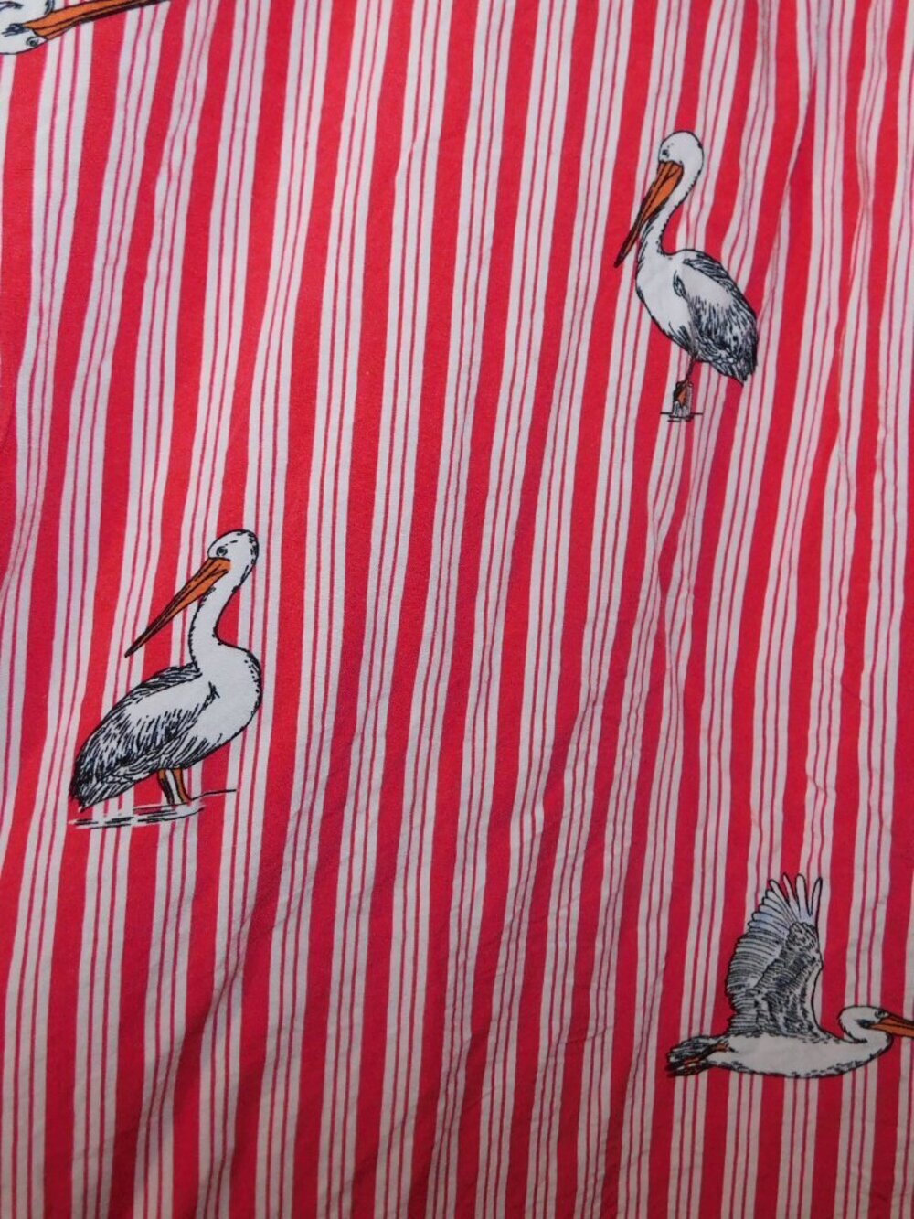 Mandee Red White Striped Heron Bird Print 3/4 Sleeve V neck Blouse Womens 2X - Picture 12 of 12